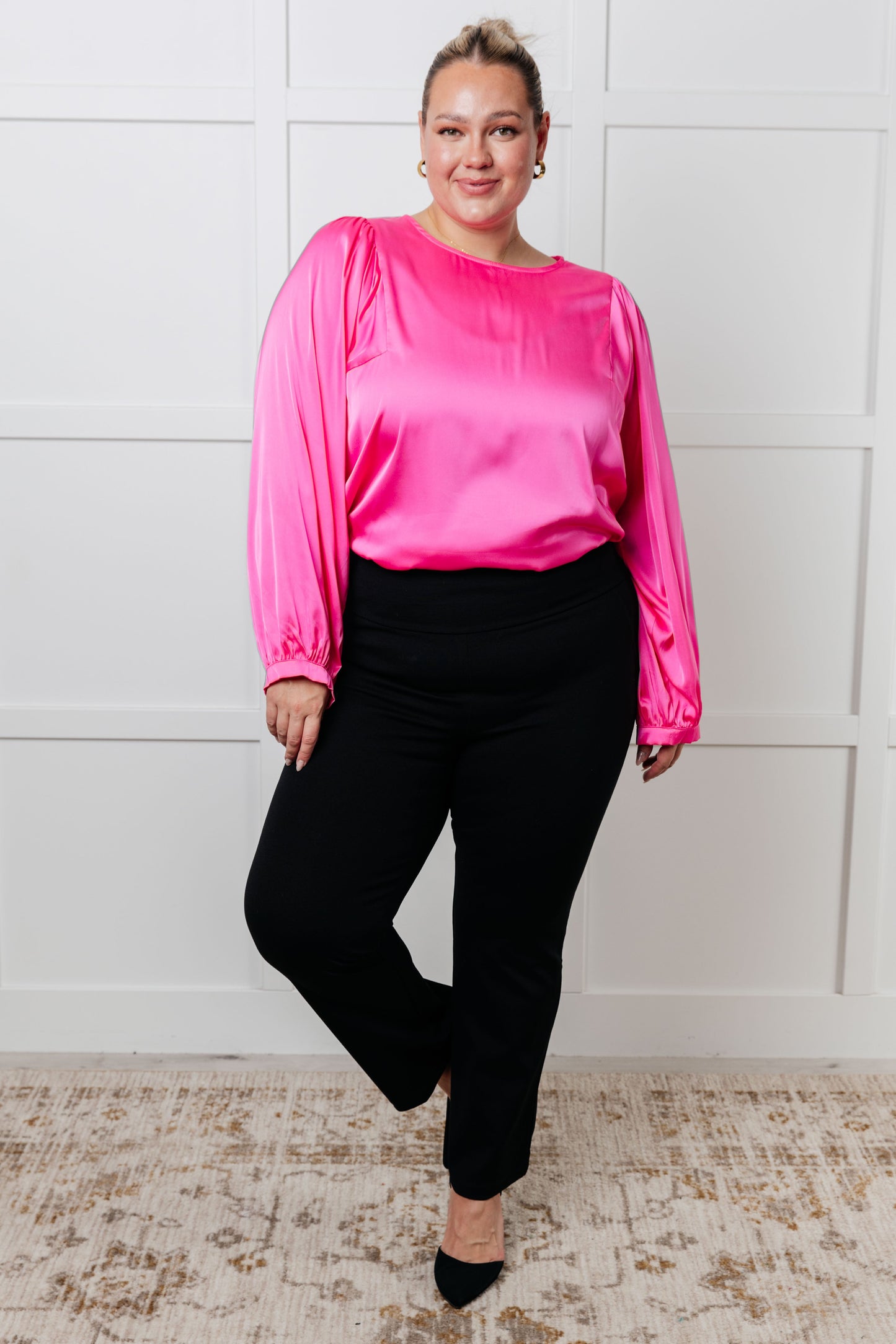 Not Exaggerating Satin Puff Sleeve Blouse